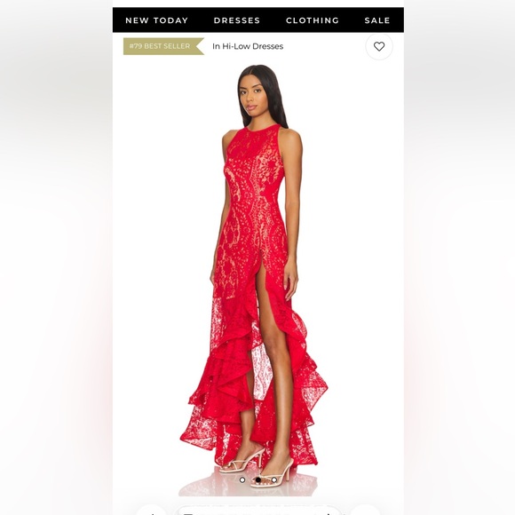 Bronx and Banco Red Asymmetrical Lace Evening Gown XS/S - Picture 2 of 5